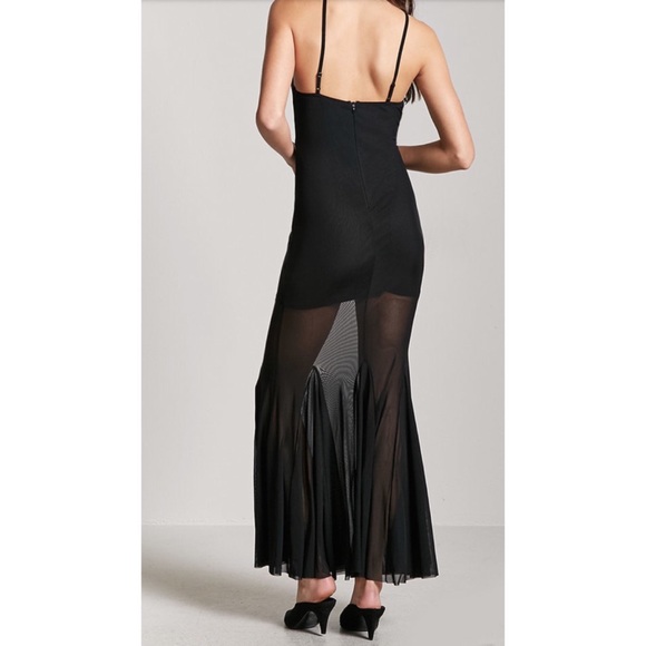 Sexy Mesh Combo Maxi V-neck Dress - Picture 4 of 7